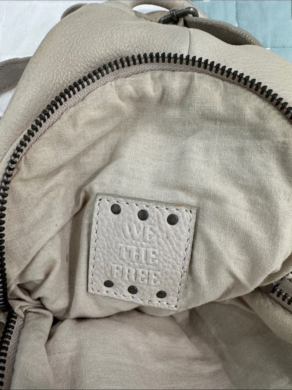 Free People Pebbled Leather Cream Backpack